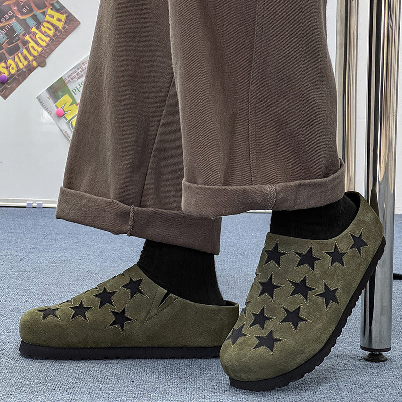 Slip-On Closed-Toe Star-Patterned Slippers