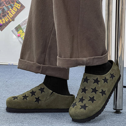 Slip-On Closed-Toe Star-Patterned Slippers