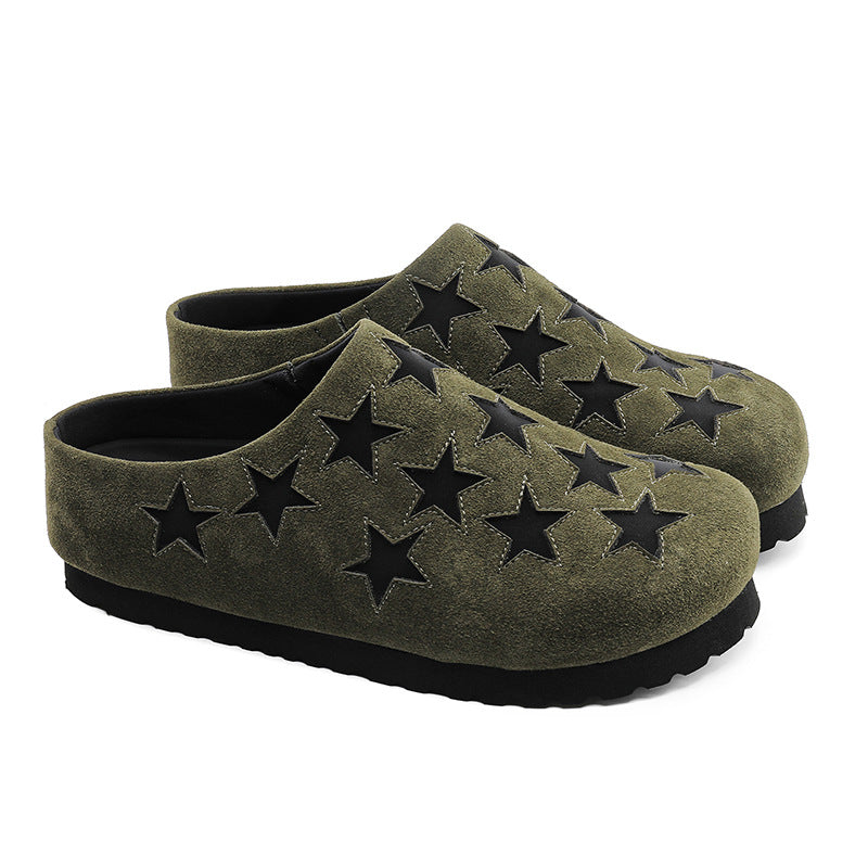 Slip-On Closed-Toe Star-Patterned Slippers