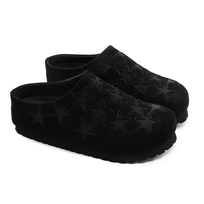 Slip-On Closed-Toe Star-Patterned Slippers