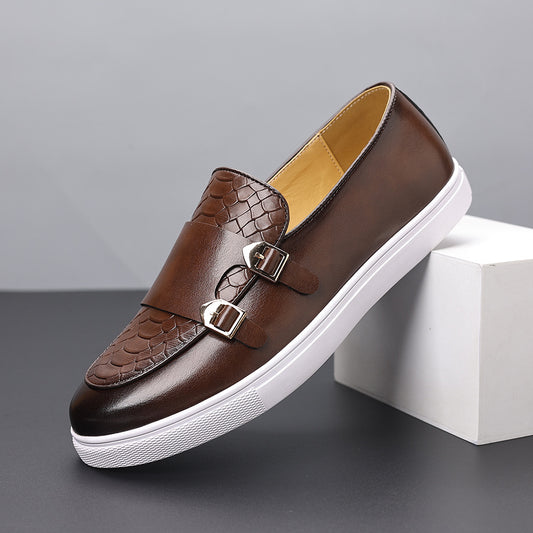Men's Textured Slip-On Leather Shoes
