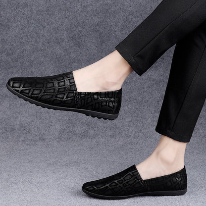 Men's Flat-Soled Plaid Comfortable Driving Shoes