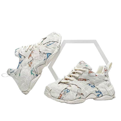 Men's Color-Blocked Printed Non-Slip Sneakers