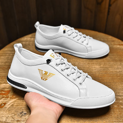 Men's Leopard-Print Genuine Leather Low-Top Sneakers