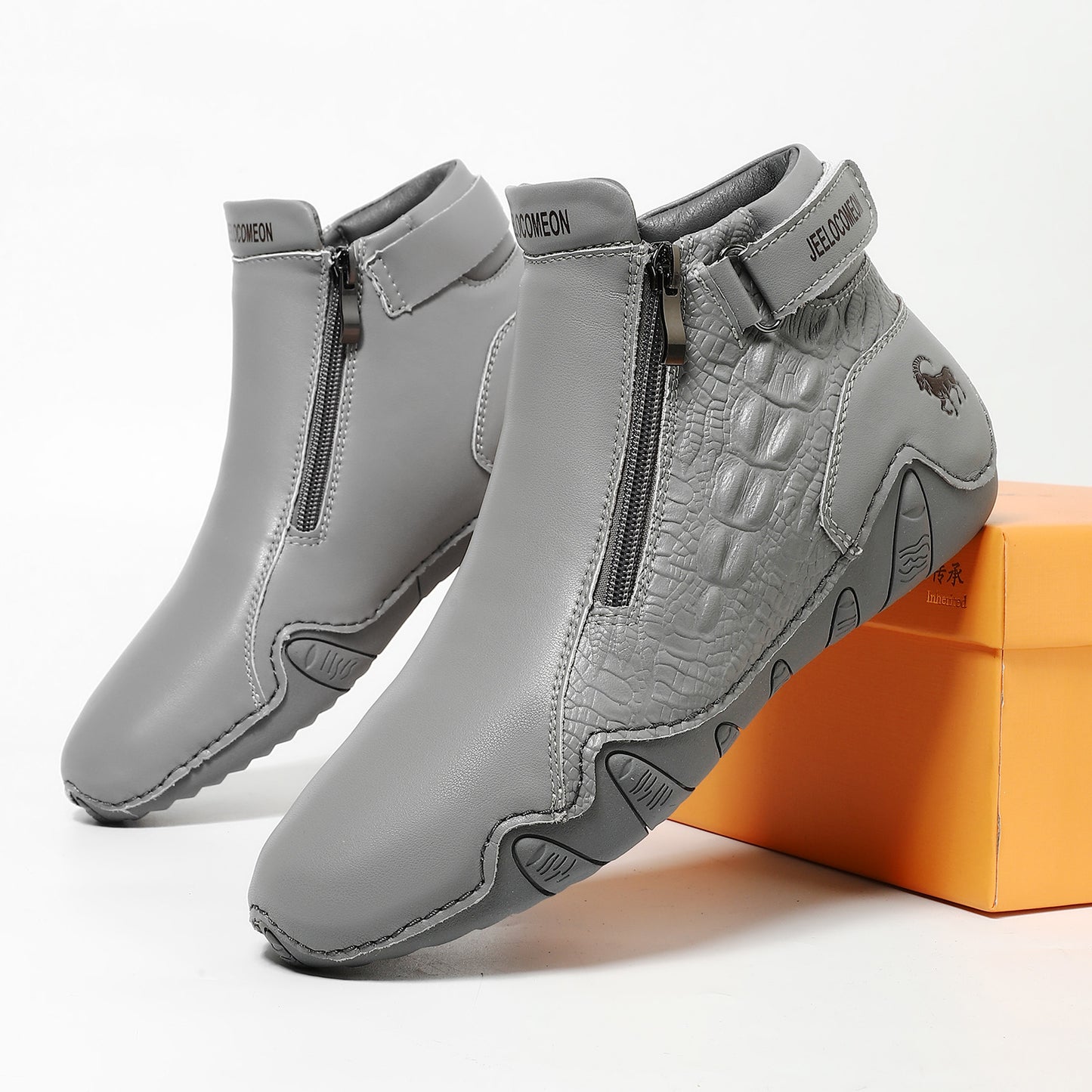 Men's Genuine Leather High-Top Casual Shoes