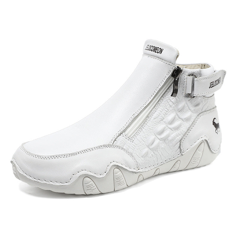 Men's Genuine Leather High-Top Casual Shoes