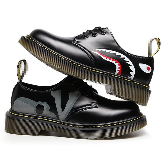 Men's Halloween Skull-Print Casual Leather Shoes