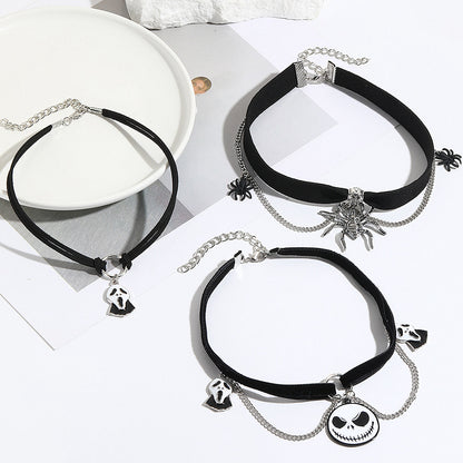 Gothic Halloween Dark-Themed Necklace with Bats, Ghosts, Skulls, Pumpkins & Spiders