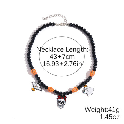 Gothic Halloween Dark-Themed Necklace with Bats, Ghosts, Skulls, Pumpkins & Spiders