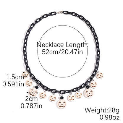 Gothic Halloween Dark-Themed Necklace with Bats, Ghosts, Skulls, Pumpkins & Spiders