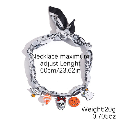 Gothic Halloween Dark-Themed Necklace with Bats, Ghosts, Skulls, Pumpkins & Spiders