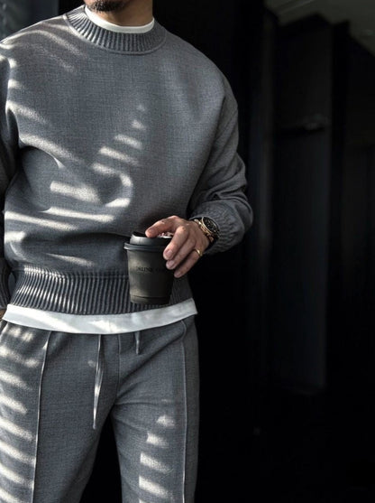 Men's High-Quality Slightly Relaxed Crew Neck Long-Sleeve Sweatshirt Set