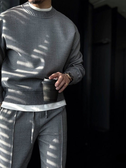 Men's High-Quality Slightly Relaxed Crew Neck Long-Sleeve Sweatshirt Set