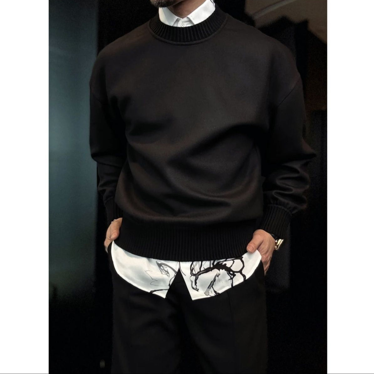 Men's High-Quality Slightly Relaxed Crew Neck Long-Sleeve Sweatshirt Set