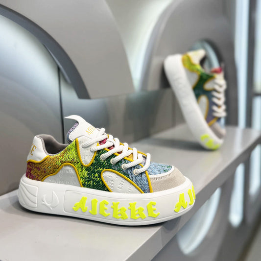 Men's Knit Printed Paneled Sneakers