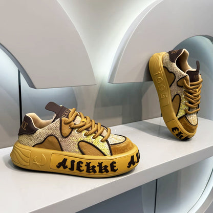 Men's Knit Printed Paneled Sneakers