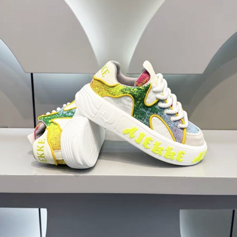 Men's Knit Printed Paneled Sneakers