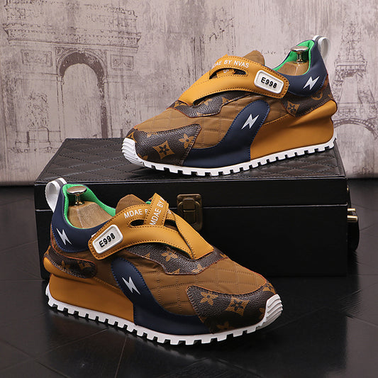 Men's Trendy Printed Color-Block Sneakers