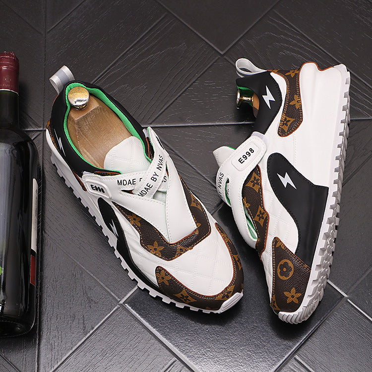 Men's Trendy Printed Color-Block Sneakers