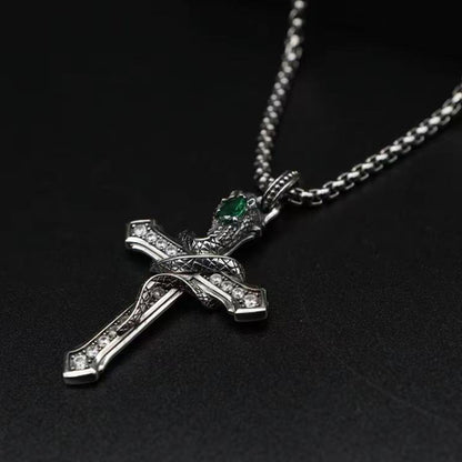 High-End Snake & Cross Pendant Necklace