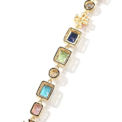 Diamond-Inlaid Irregular-Shaped Gemstone Gold Necklace
