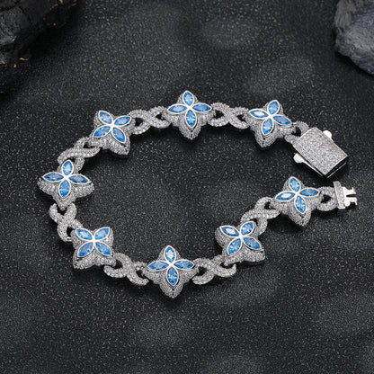 Real Gold Trendy Hip-Hop Lucky Bracelet with Zircon Stones