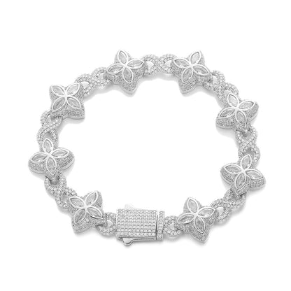 Real Gold Trendy Hip-Hop Lucky Bracelet with Zircon Stones