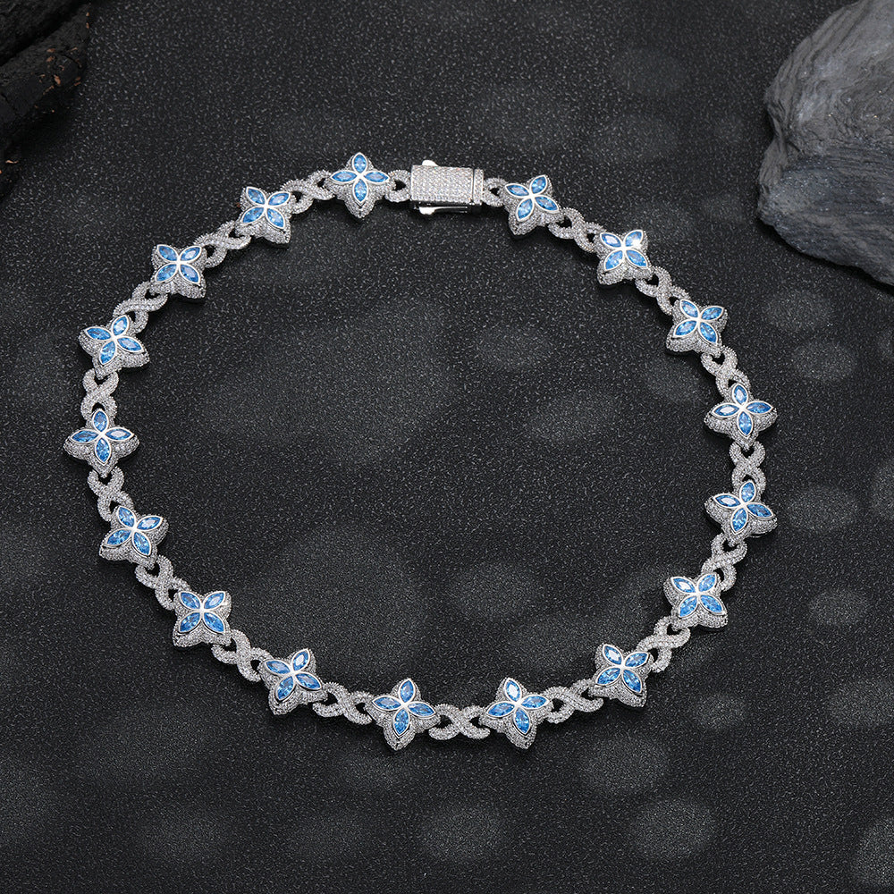 Real Gold Trendy Hip-Hop Lucky Bracelet with Zircon Stones