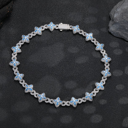 Real Gold Trendy Hip-Hop Lucky Bracelet with Zircon Stones