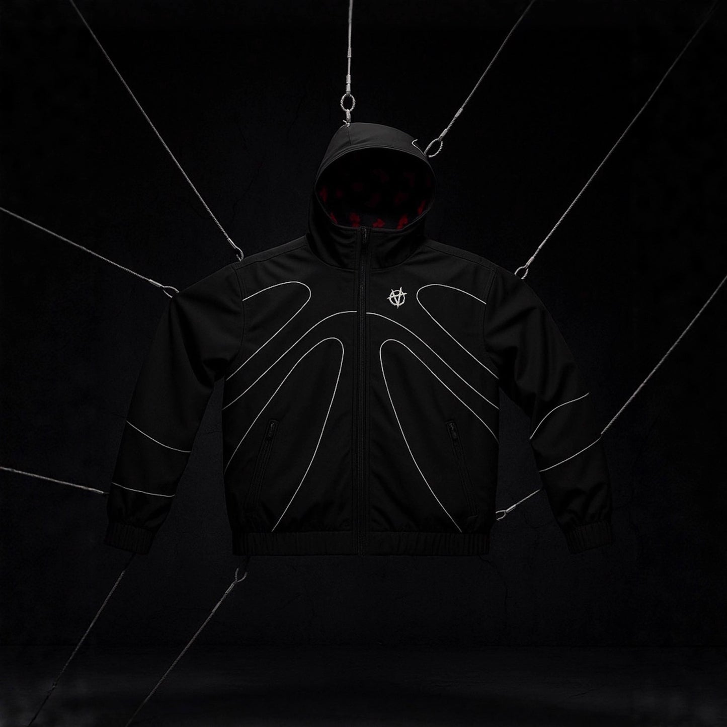 Designer-Style Dark-Style Color-Changing Hooded Jacket with Reflective Strips