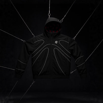 Designer-Style Dark-Style Color-Changing Hooded Jacket with Reflective Strips