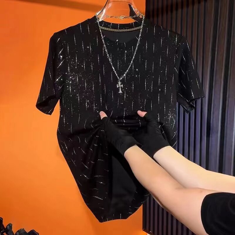 Men’s High-Elasticity Star-Studded Short-Sleeve Top