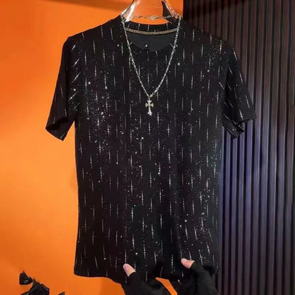 Men’s High-Elasticity Star-Studded Short-Sleeve Top