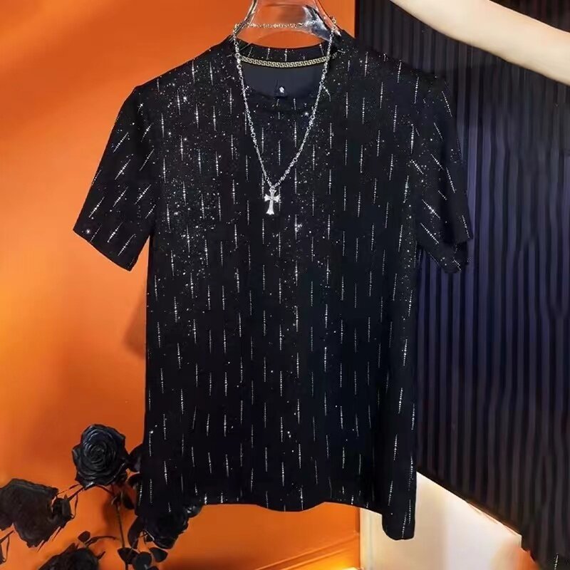 Men’s High-Elasticity Star-Studded Short-Sleeve Top
