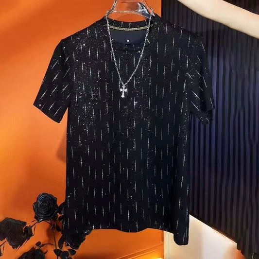 Men’s High-Elasticity Star-Studded Short-Sleeve Top