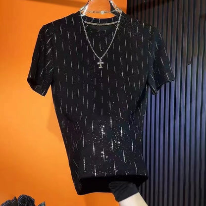 Men’s High-Elasticity Star-Studded Short-Sleeve Top