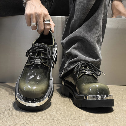 Men’s Gradient Color Chunky-Toe Multi-Color Derby Shoes