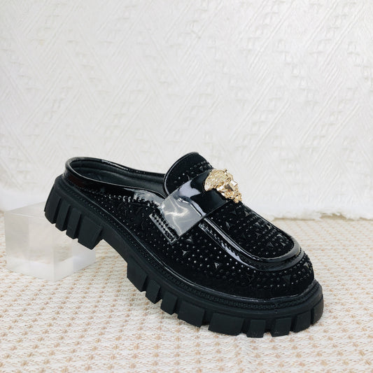 Men’s Light Luxury Leather Shoes with Heat-Applied Rhinestones
