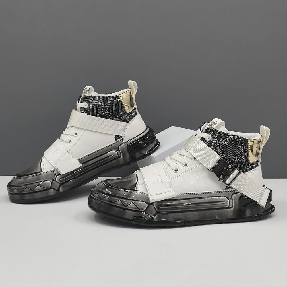 Men’s High-Top Top-Grain Leather Gel-Coated Casual Shoes