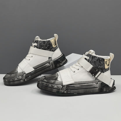 Men’s High-Top Top-Grain Leather Gel-Coated Casual Shoes