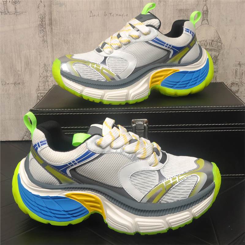 Men’s Color-Block Mesh Paneled Thick-Sole Sneakers