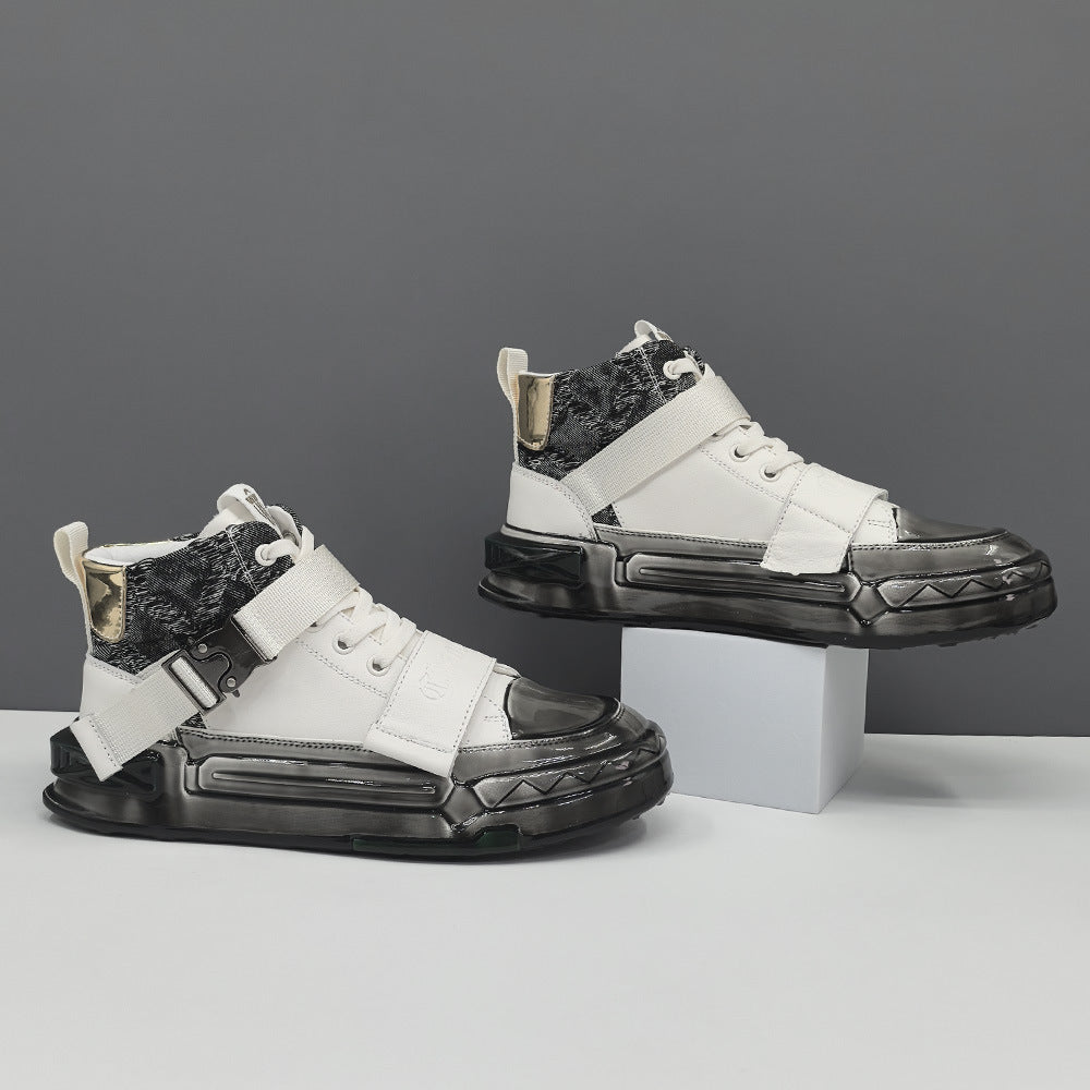 Men’s High-Top Top-Grain Leather Gel-Coated Casual Shoes