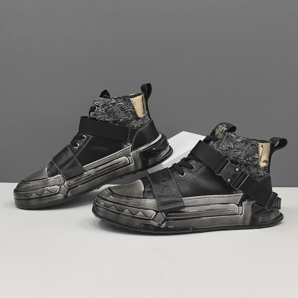 Men’s High-Top Top-Grain Leather Gel-Coated Casual Shoes