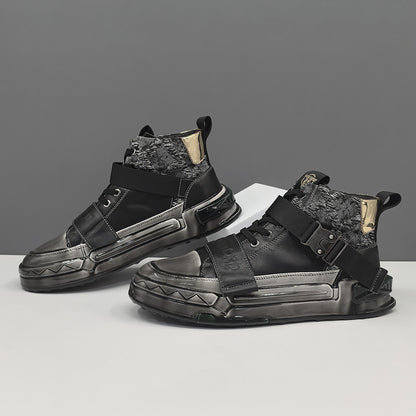 Men’s High-Top Top-Grain Leather Gel-Coated Casual Shoes