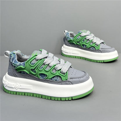 Men’s Original & Unique Paneled Board Shoes with Rubber, Denim & Leather