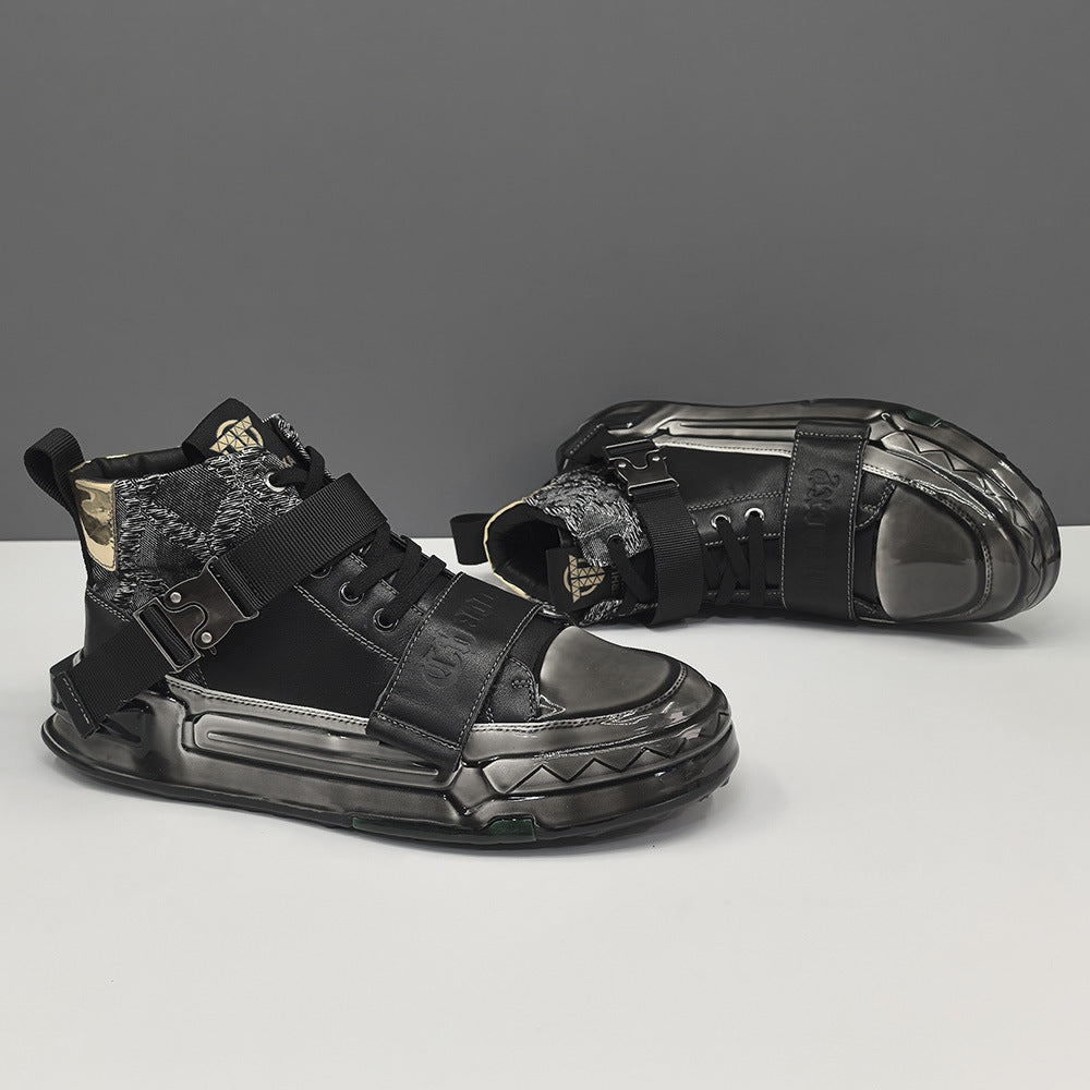 Men’s High-Top Top-Grain Leather Gel-Coated Casual Shoes