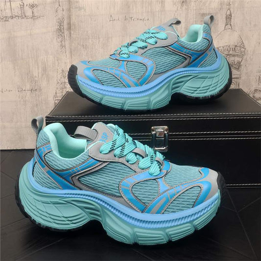 Men’s Color-Block Mesh Paneled Thick-Sole Sneakers