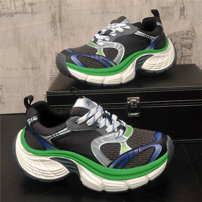 Men’s Color-Block Mesh Paneled Thick-Sole Sneakers