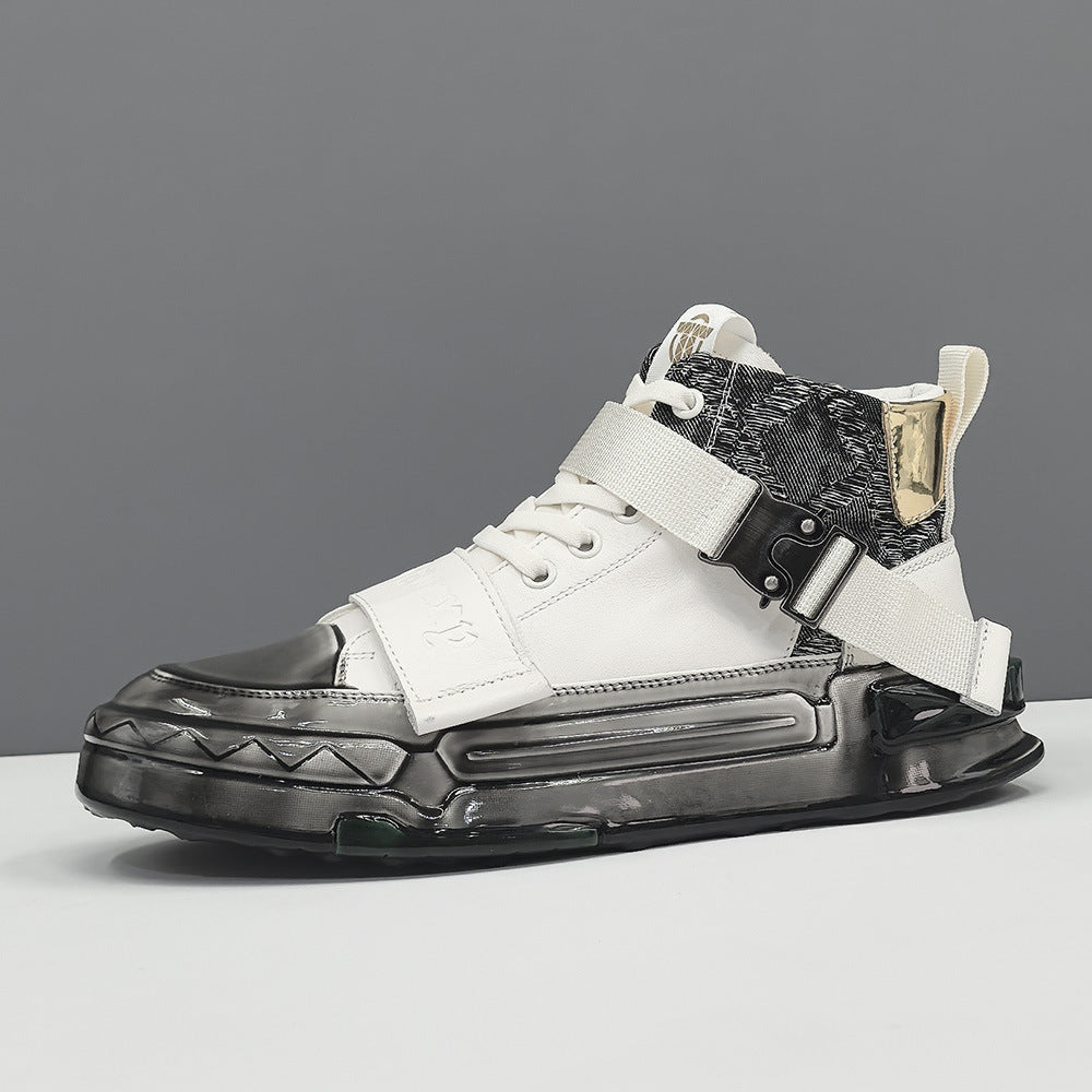 Men’s High-Top Top-Grain Leather Gel-Coated Casual Shoes