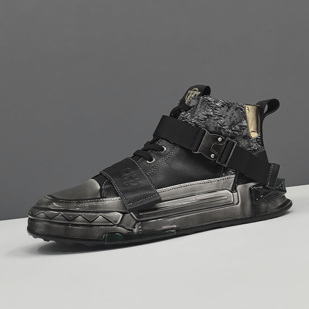 Men’s High-Top Top-Grain Leather Gel-Coated Casual Shoes